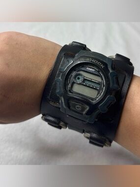 Casio Black G-Shock Digital Watch with Black Leather Cuff